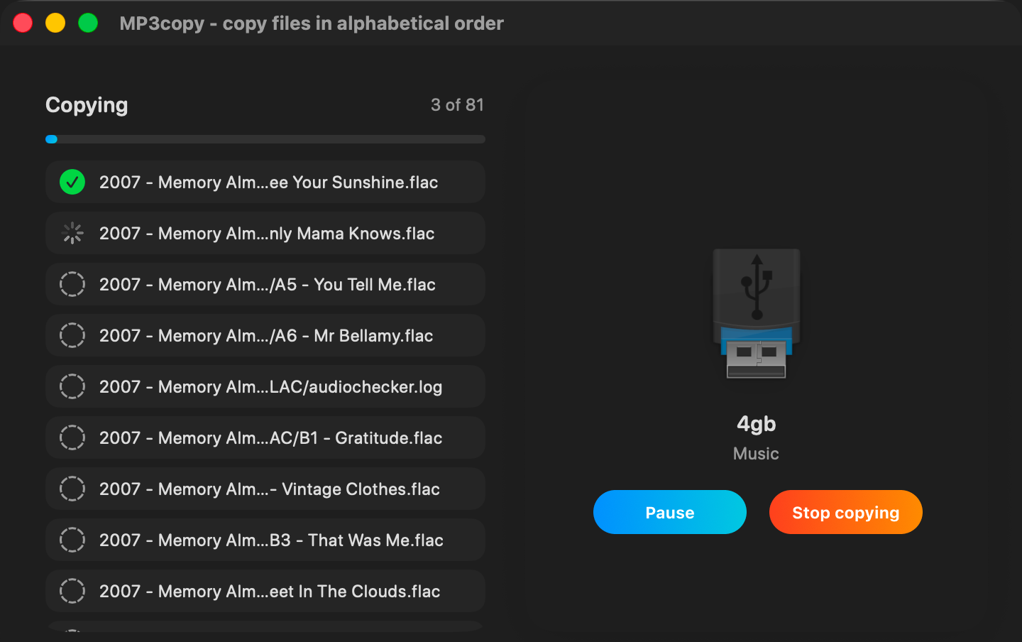 Rejected version: Pause and Stop copying buttons side by side under the device